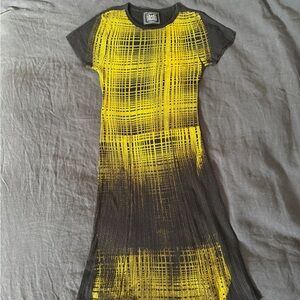 Vtg liberty of London black/yellow lines knit dress
